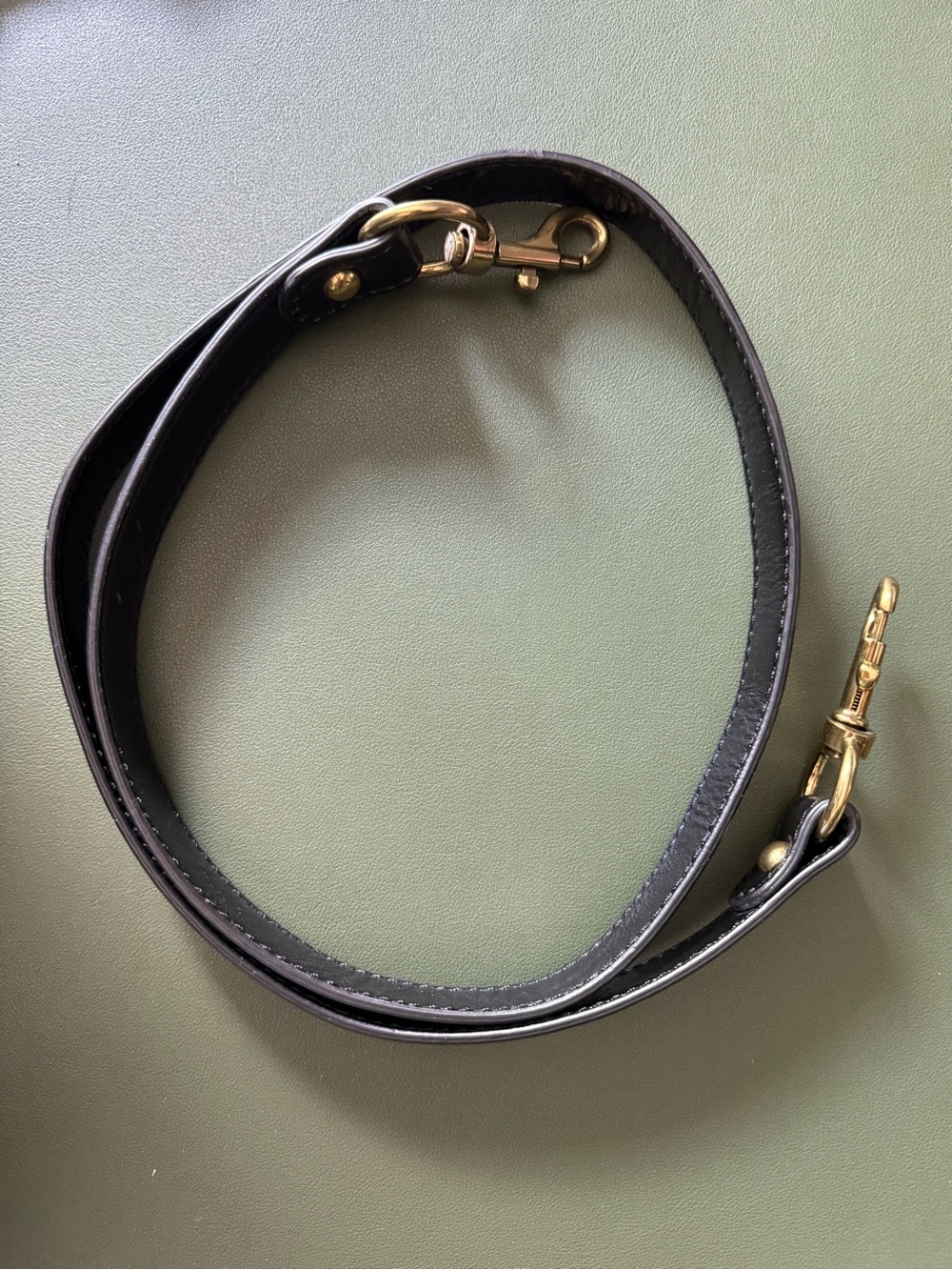 EUC Clare V Black Leather Crossbody Strap Brass Hardware